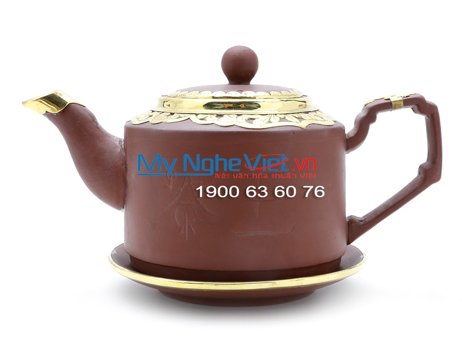 Bộ bình trà Bát Tràng Tử Sa bọc đồng MNV-TS426