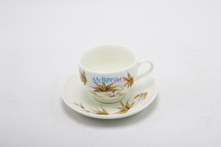 Bộ bình trà men trắng vẽ trúc nâu men kem MNV-TS014/4 (HÀNG ĐẶT)