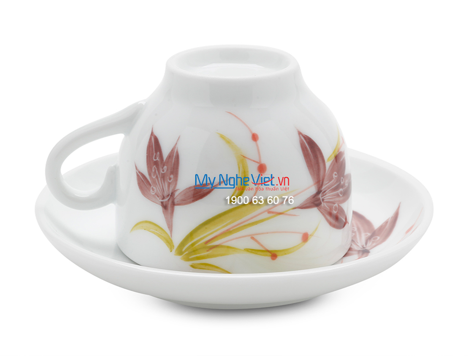 Bộ bình trà men trắng vẽ hoa cỏ tím MNV-TS467 (HÀNG ĐẶT)