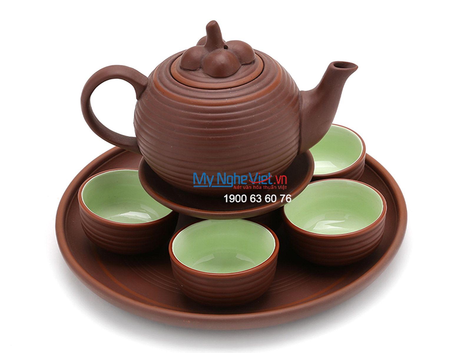Bộ bình trà Bát Tràng Tử Sa quả lựu khay gốm Bát Tràng MNV-BT281