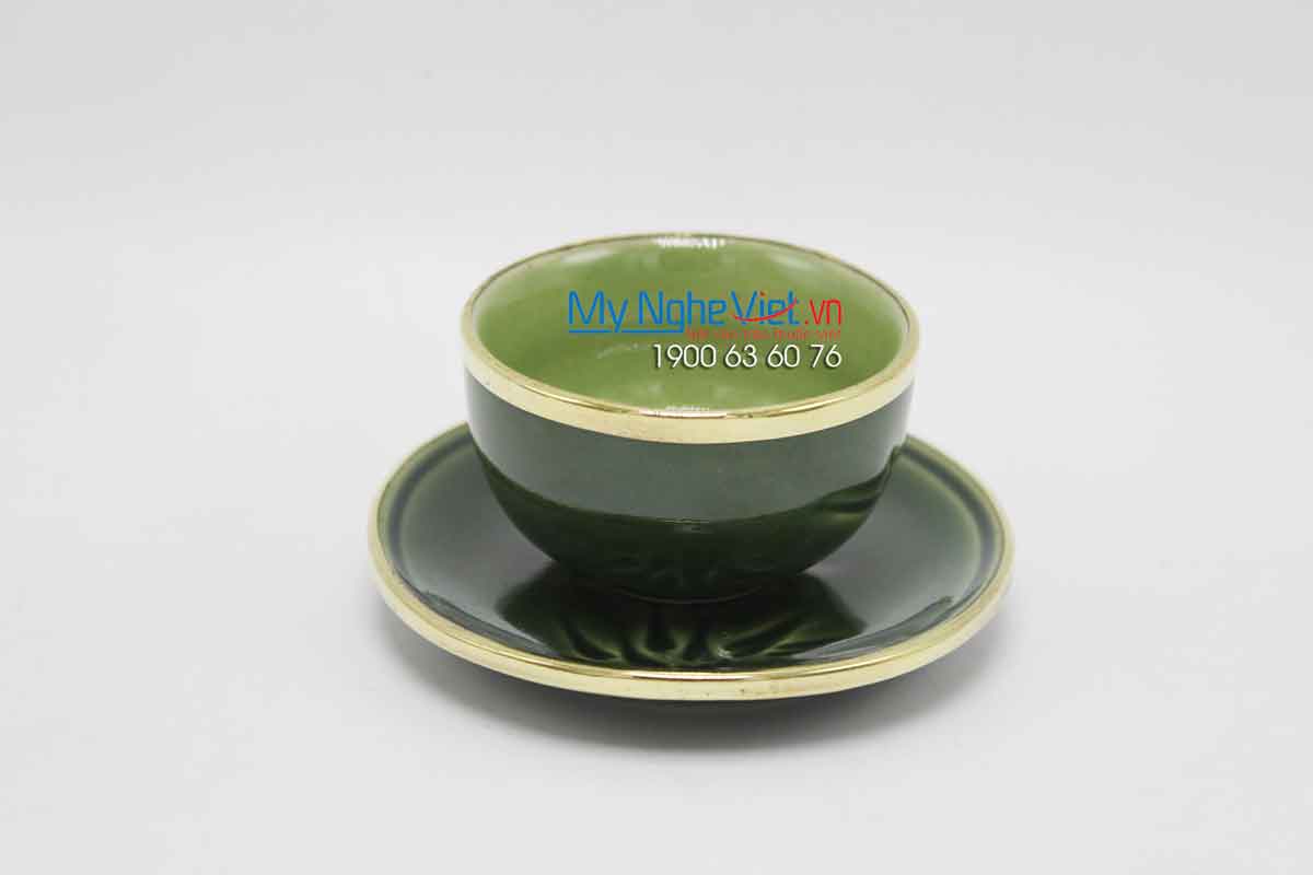 Bộ bình trà men bóng quai lòng xanh MNV-TS387-2