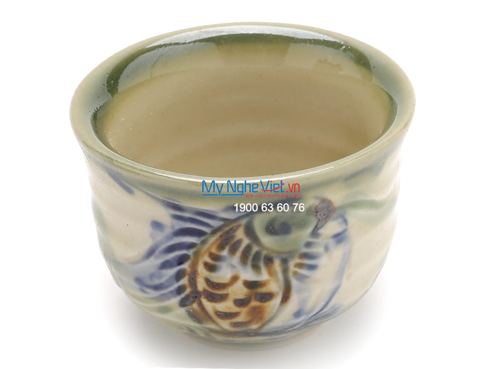 Bộ bình trà Bát Tràng men bóng quai chuối nhỏ vẽ cá MNV-TS027 (HÀNG ĐẶT)