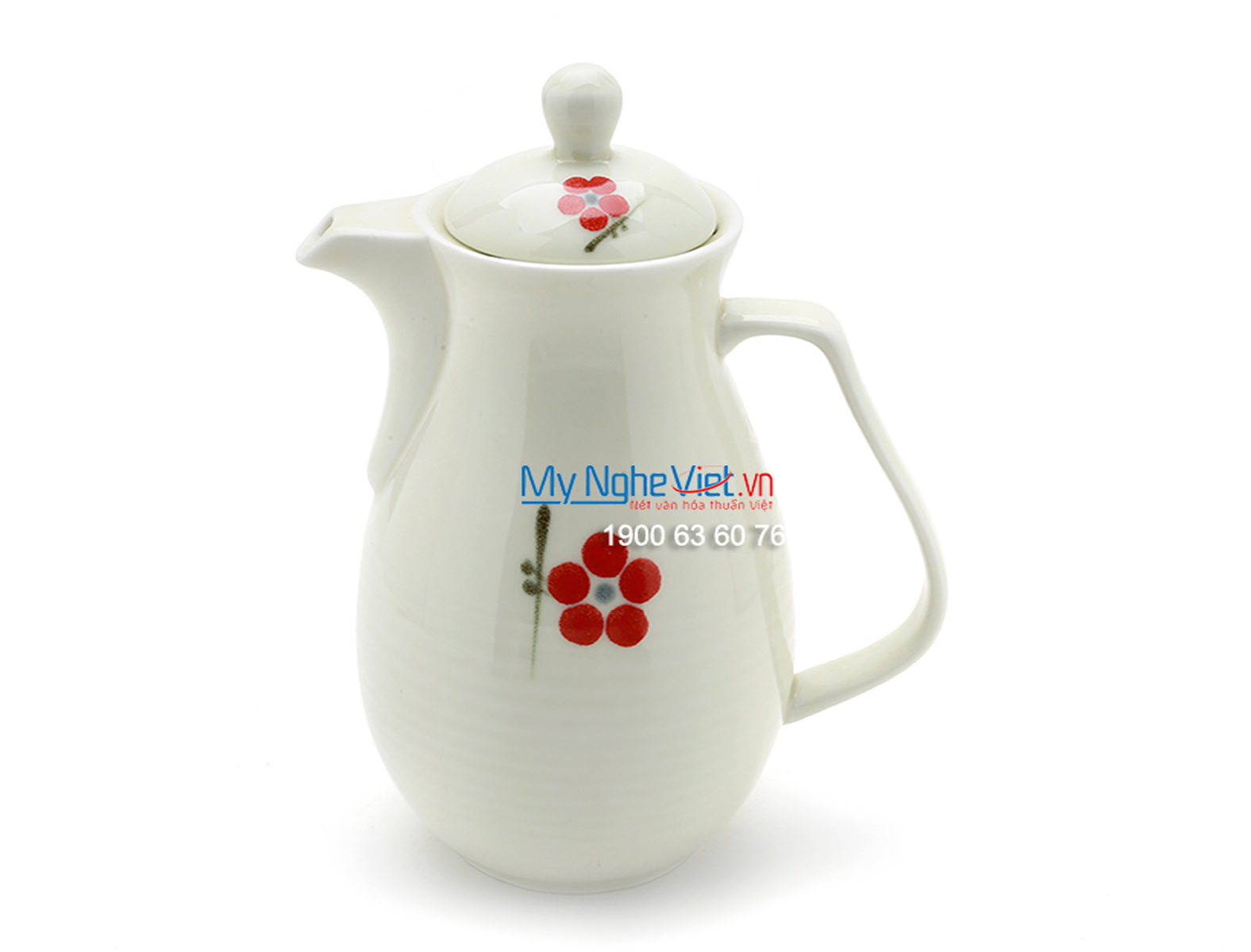 Bộ bình trà men trắng vẽ hoa MNV-TS445 (HÀNG ĐẶT)