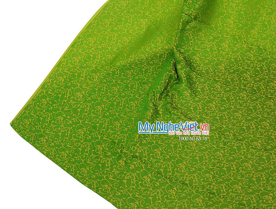 Lụa áo dài Hà Đông họa tiết hoa rơi nền xanh MNV-LHD04