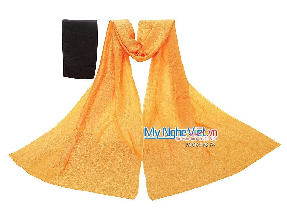 Lụa áo dài Hà Đông họa tiết hoa hồng nền vàng sậm MNV-LHD27