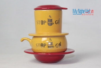 Phin cafe gốm in logo số 3 MNV-CL003