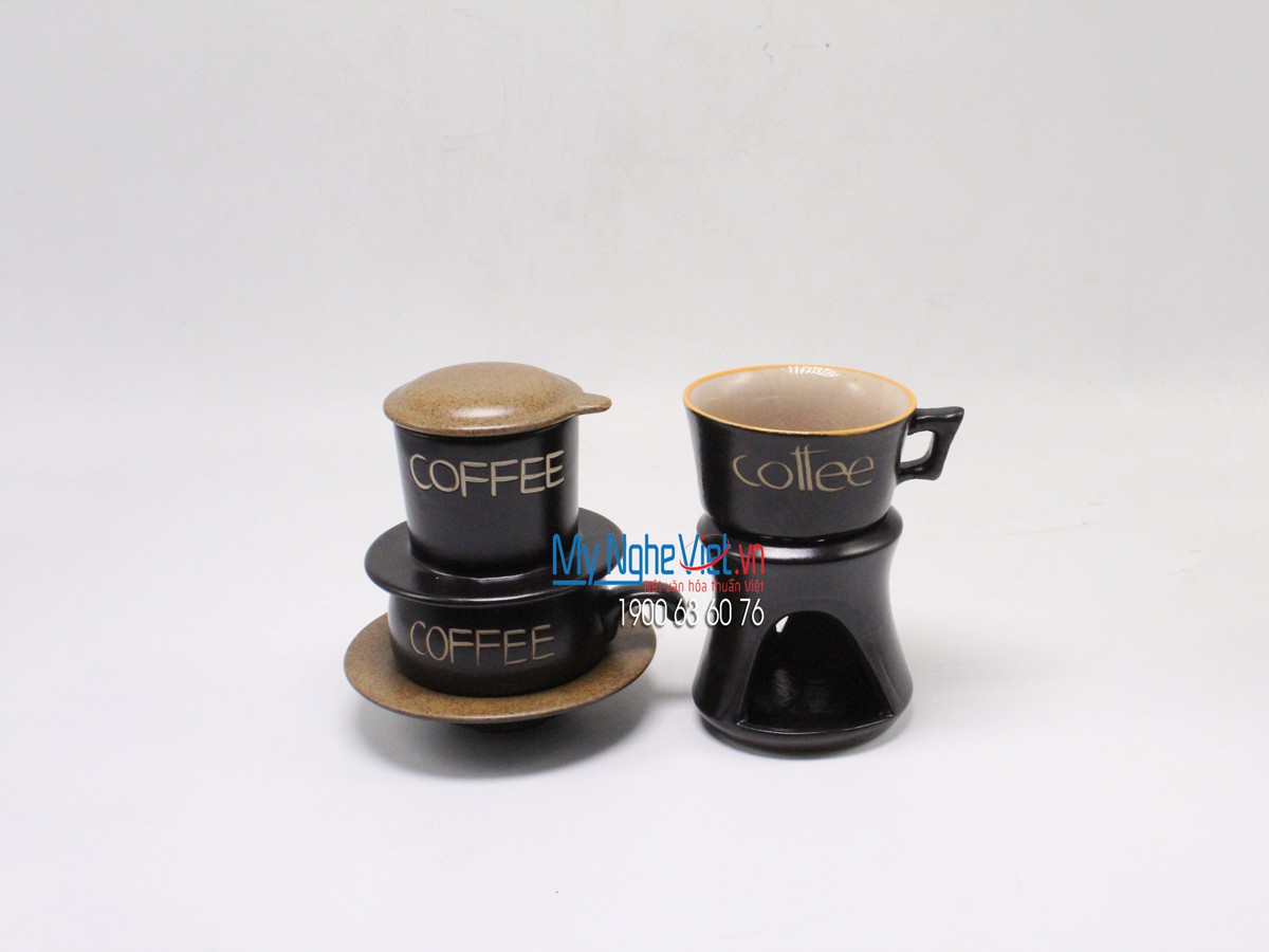 Combo Phin Cafe + Bếp đun màu nâu MNV-CF001 nâu
