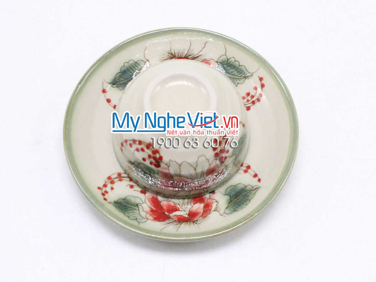 Bộ bình trà kiểu nhật vẽ phù dung 450ml MNV-TS519-4