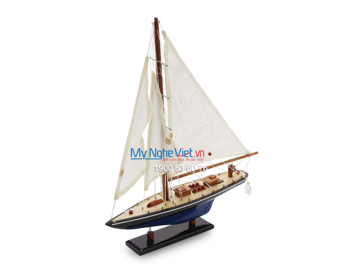 Mô hình du thuyền Endeavour màu xanh và đen (Thân 50cm) MNV-TB23/1