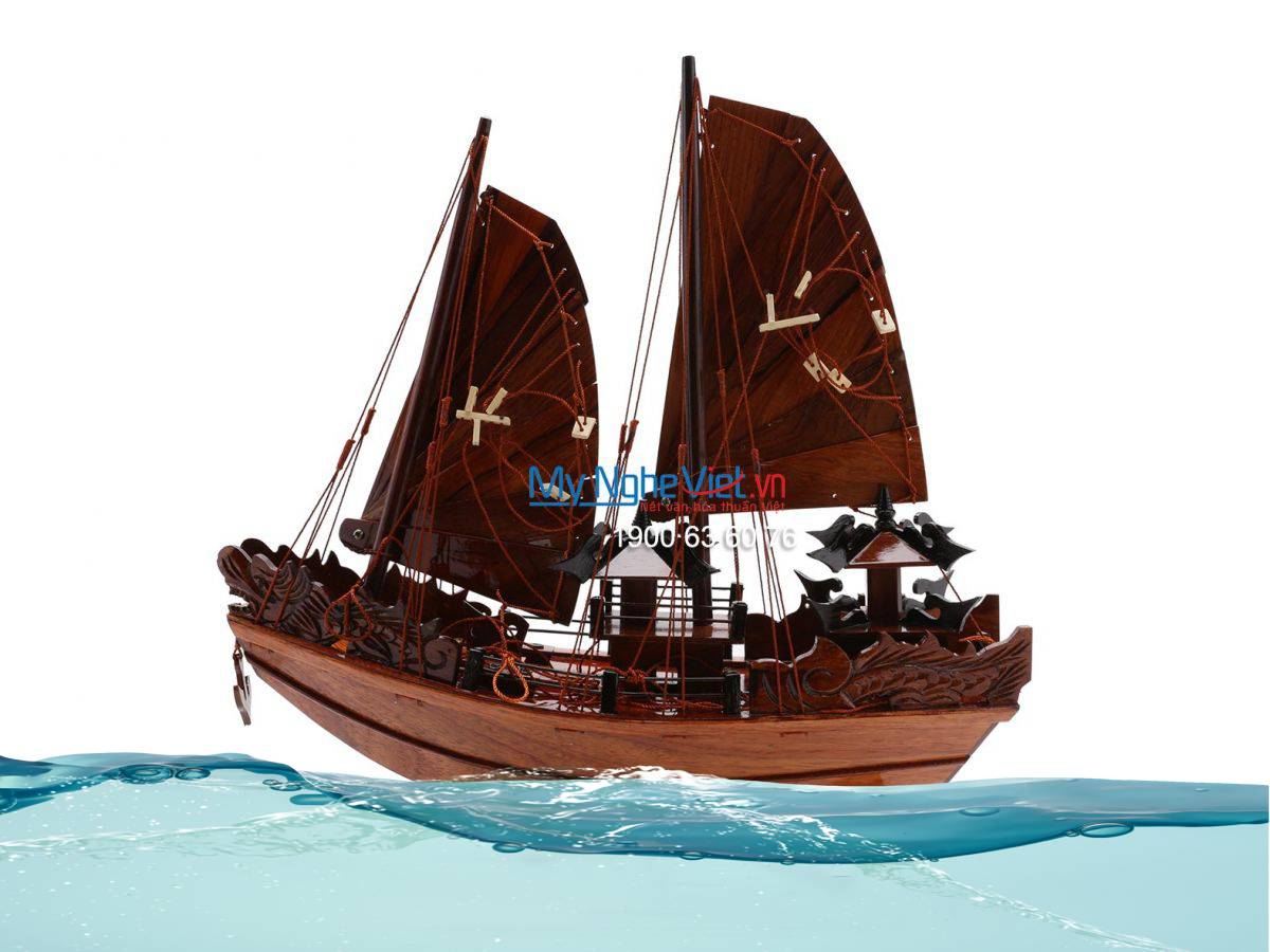 Mô Hình Tàu Thuyền Cổ Việt Nam-Thuyền Rồng Gỗ Cẩm Lai (thân 40cm) MNV-TB16
