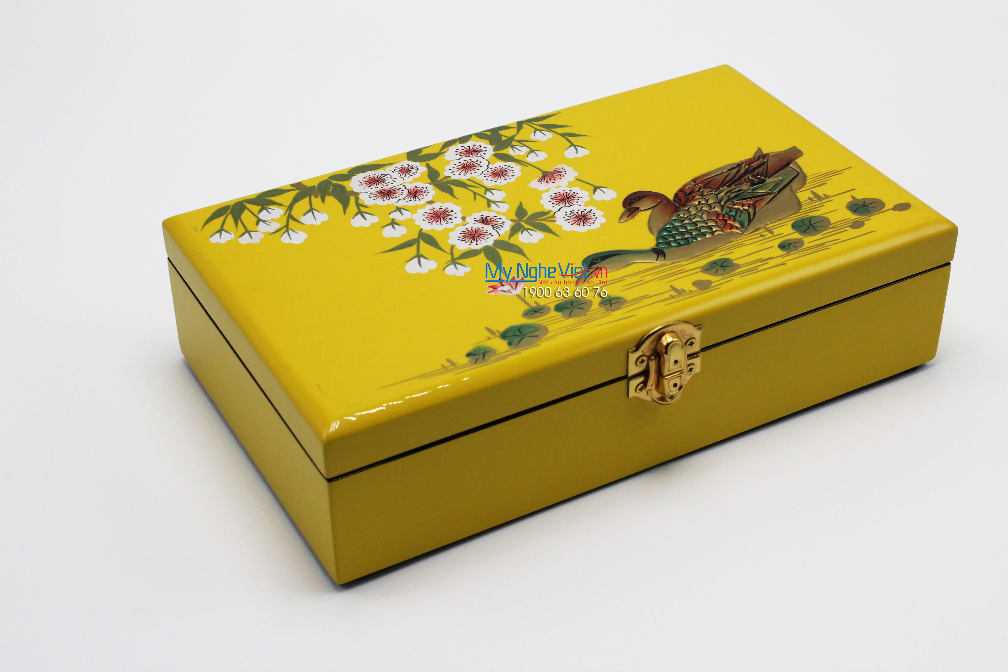 Duck painting on the gold surface jewellery box MNV-SPCC013