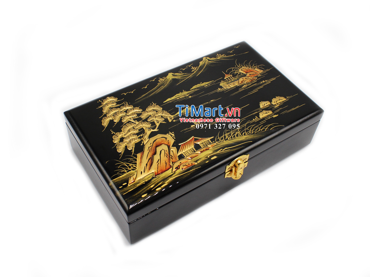 Countryside Landscape Lacquer Painting Jewellery Box MNV-SPCC002