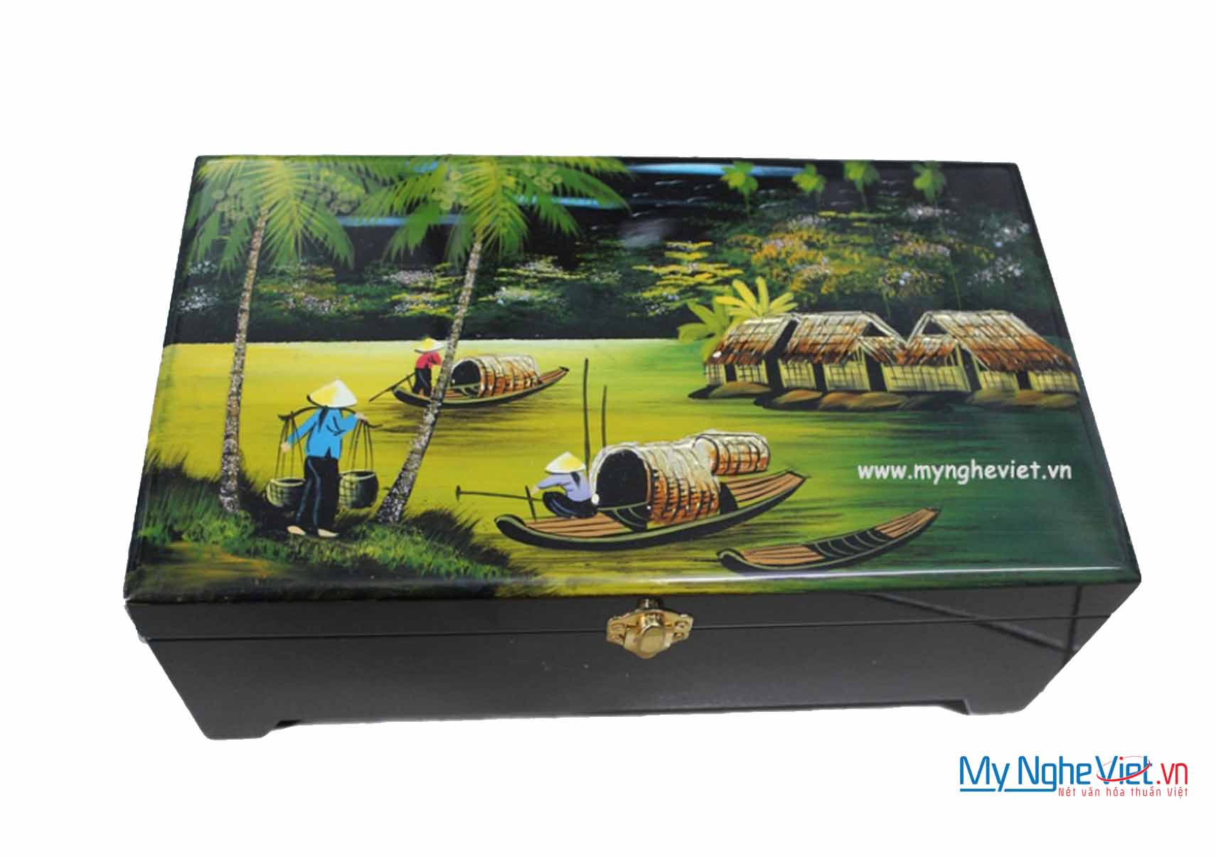 Countryside Landscape Lacquer Painting Jewellery Box MNV-HTN34