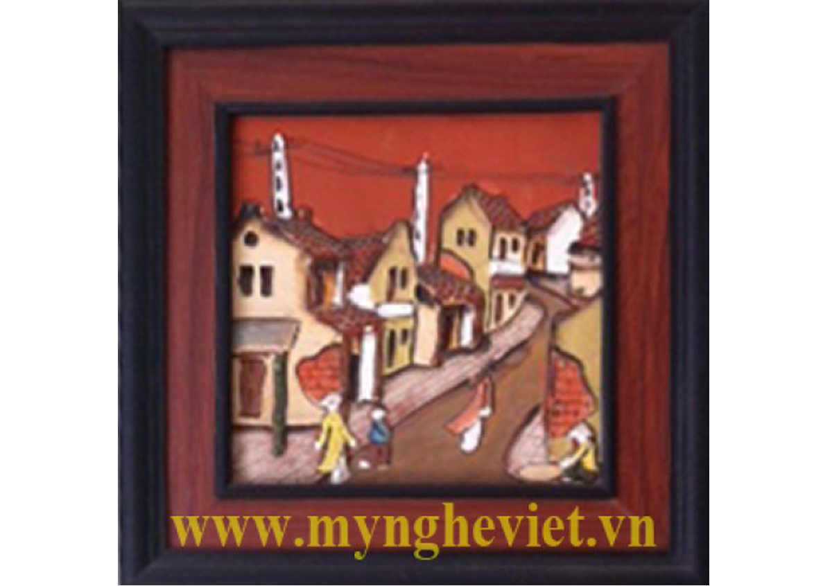 Tranh gốm đỏ đồng quê MNV-TG005 (35 x 35)