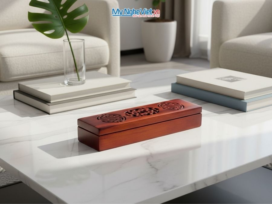 Hộp đựng đũa muỗng sơn mài cao cấp MNV-HTBL01