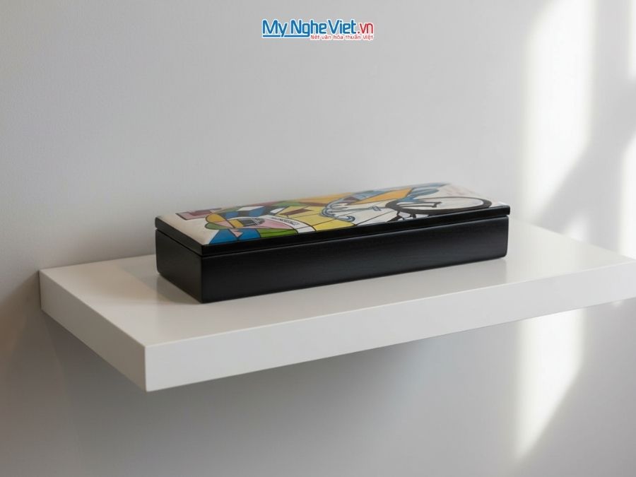 Hộp đựng đũa muỗng sơn mài cao cấp MNV-HTBL01