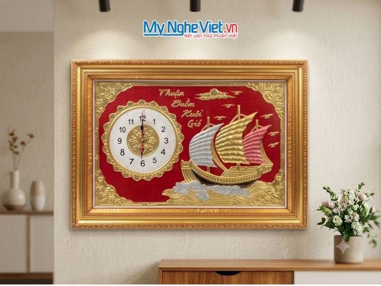 Tranh Đồng Hồ Thuận Buồm Xuôi Gió 50x70(cm) 