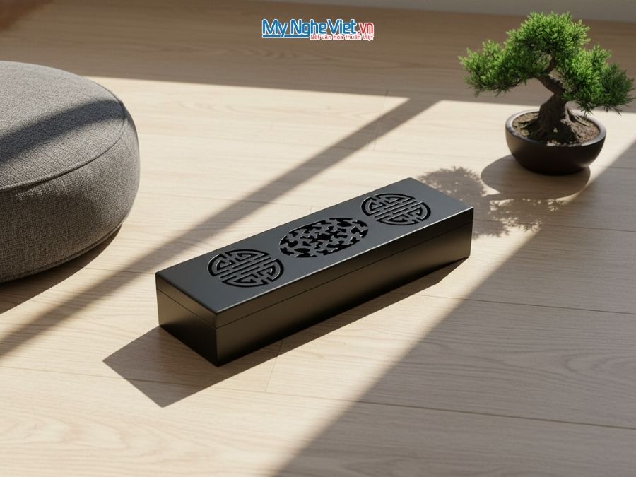 Hộp đựng đũa muỗng sơn mài cao cấp MNV-HTBL01