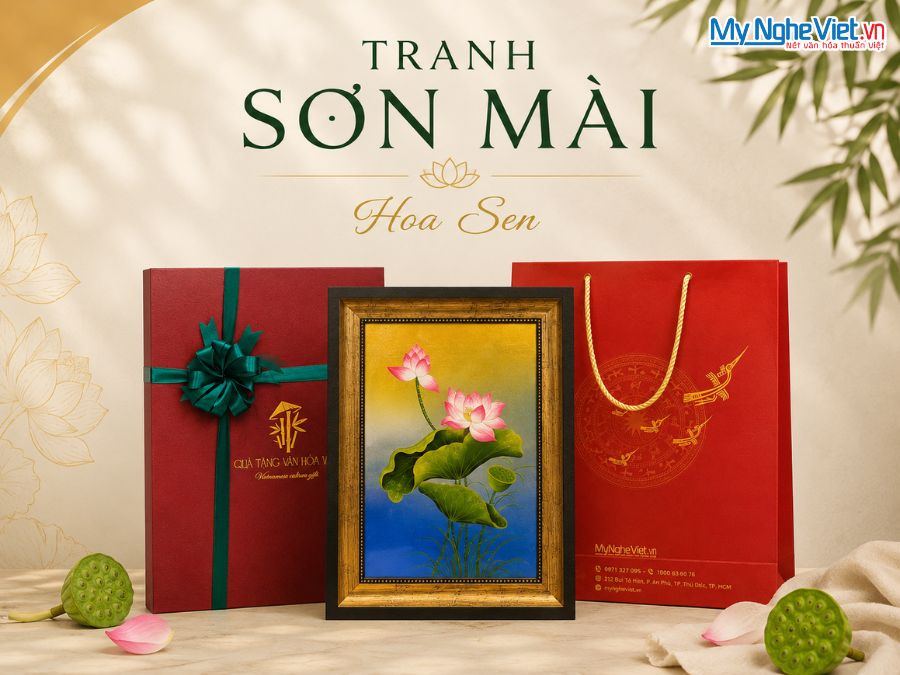 Tranh Sơn Mài Hoa Sen