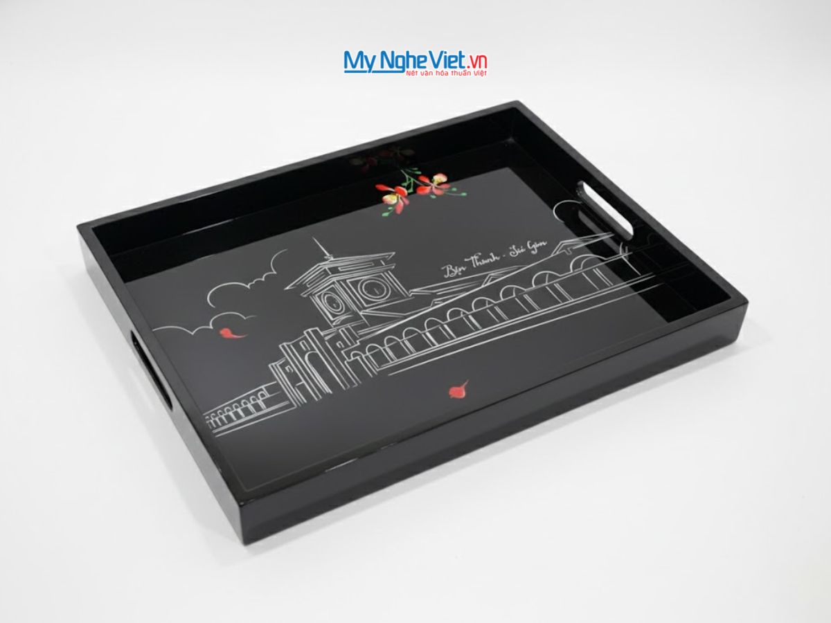 Khay sơn mài cao cấp Chợ Bến Thành - Lacquer Trays KSMHD01