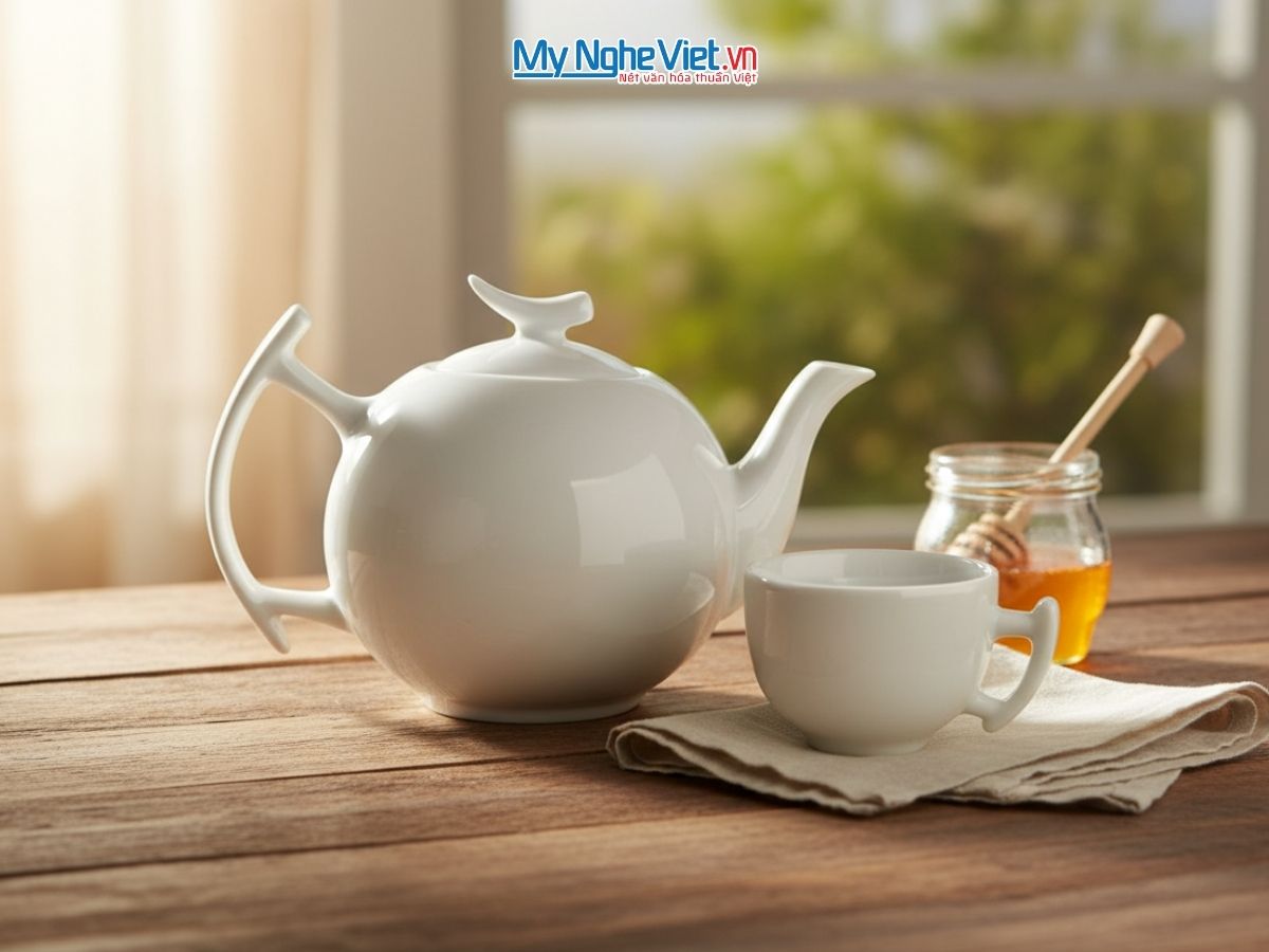 Bình Trà Bát Tràng Dáng Bưởi Cành MNV-BT001