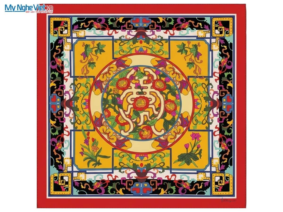 Khăn Lụa Đại Việt Đỏ 55x55 MNV-KLPM01-5