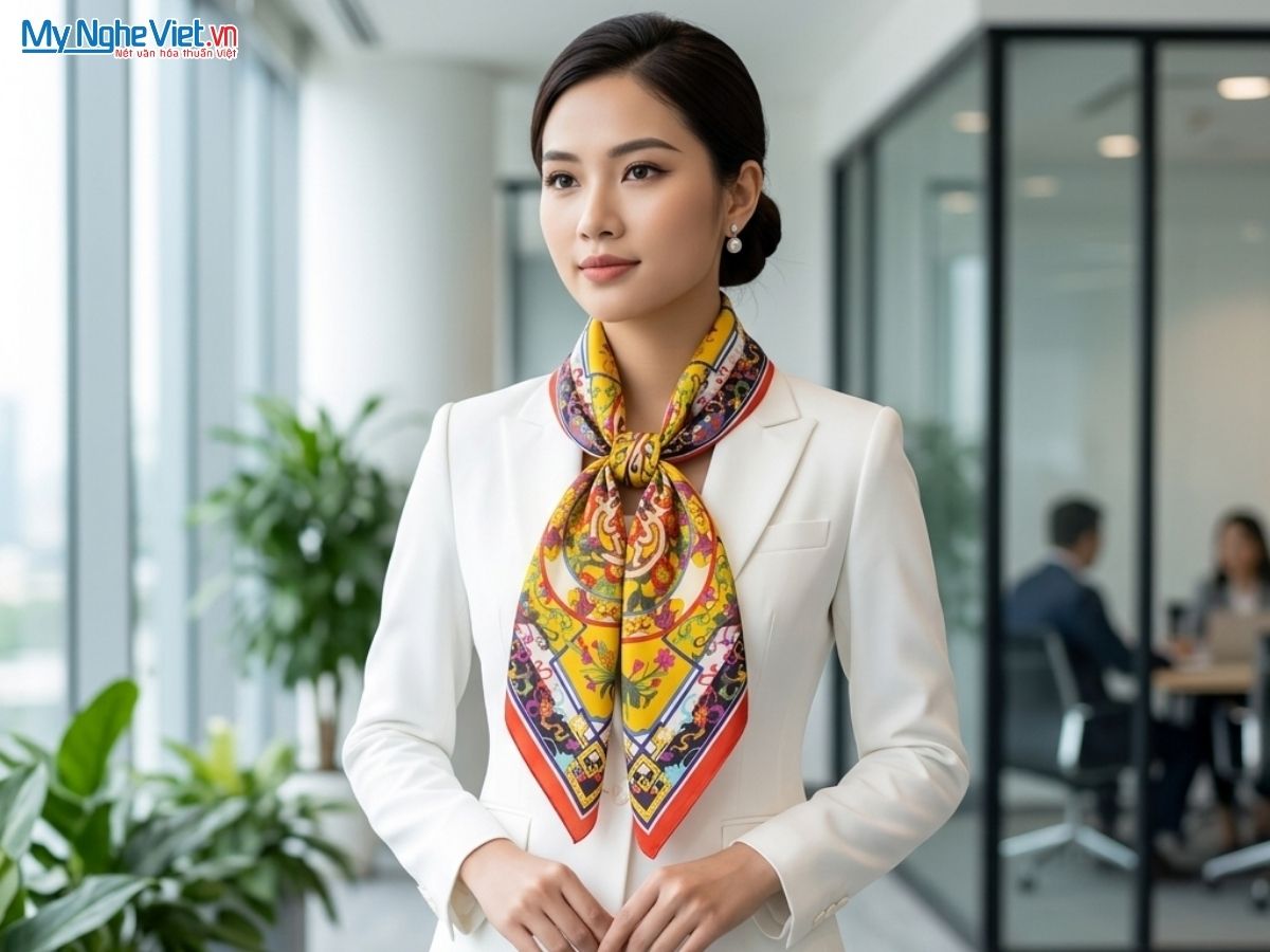 Khăn Lụa Đại Việt Đỏ 55x55 MNV-KLPM01-5