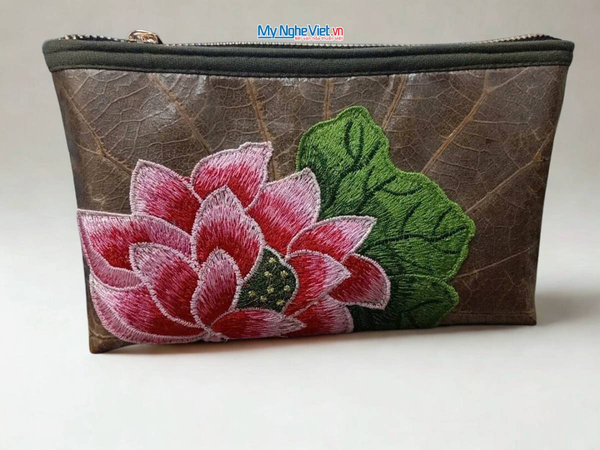 Túi sen nhỏ thêu hoa sen hồng - MNVTN05