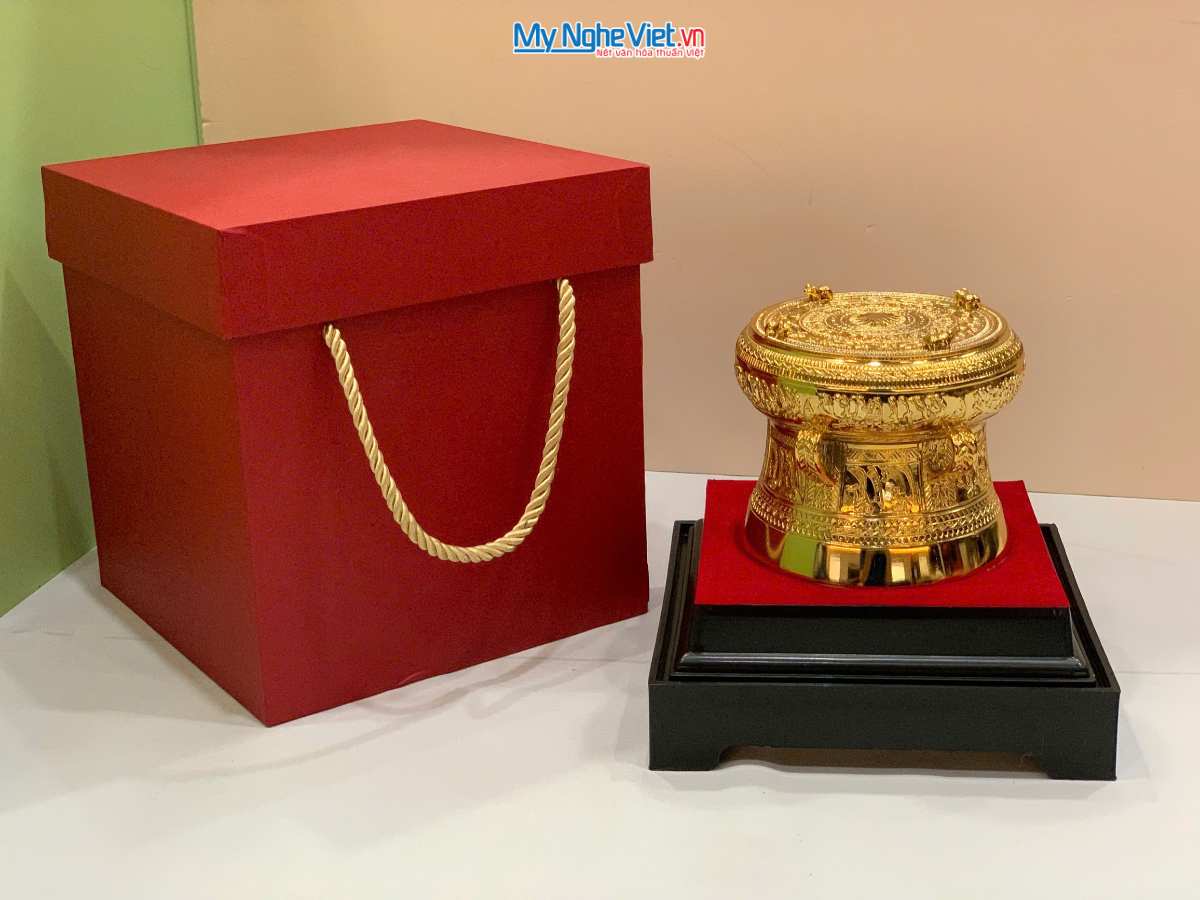 	Trống đồng mạ vàng 24K D10cm - đúc mạ vàng DD28-10D