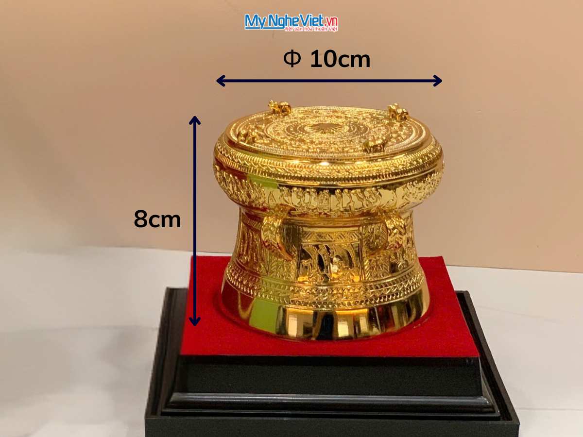 	Trống đồng mạ vàng 24K D10cm - đúc mạ vàng DD28-10D