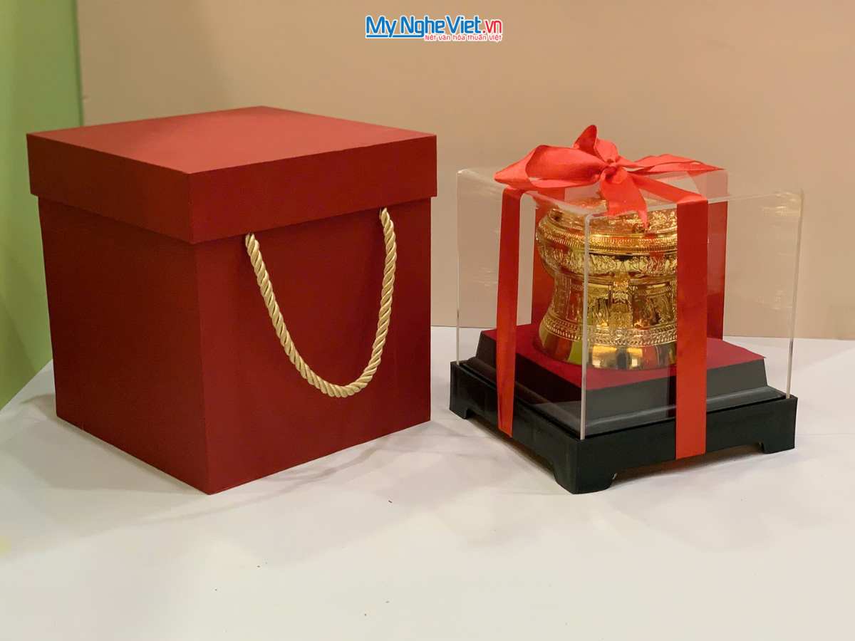 	Trống đồng mạ vàng 24K D10cm - đúc mạ vàng DD28-10D