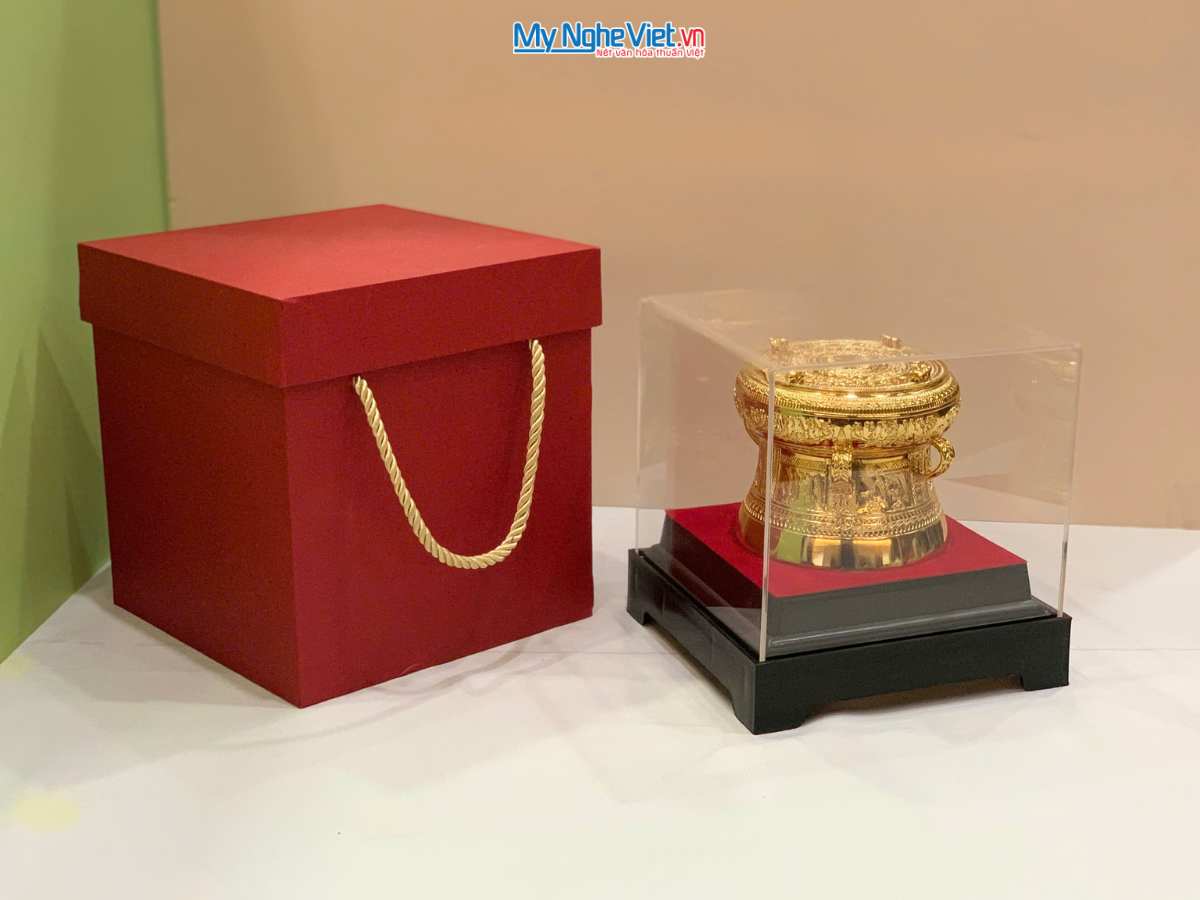 	Trống đồng mạ vàng 24K D10cm - đúc mạ vàng DD28-10D