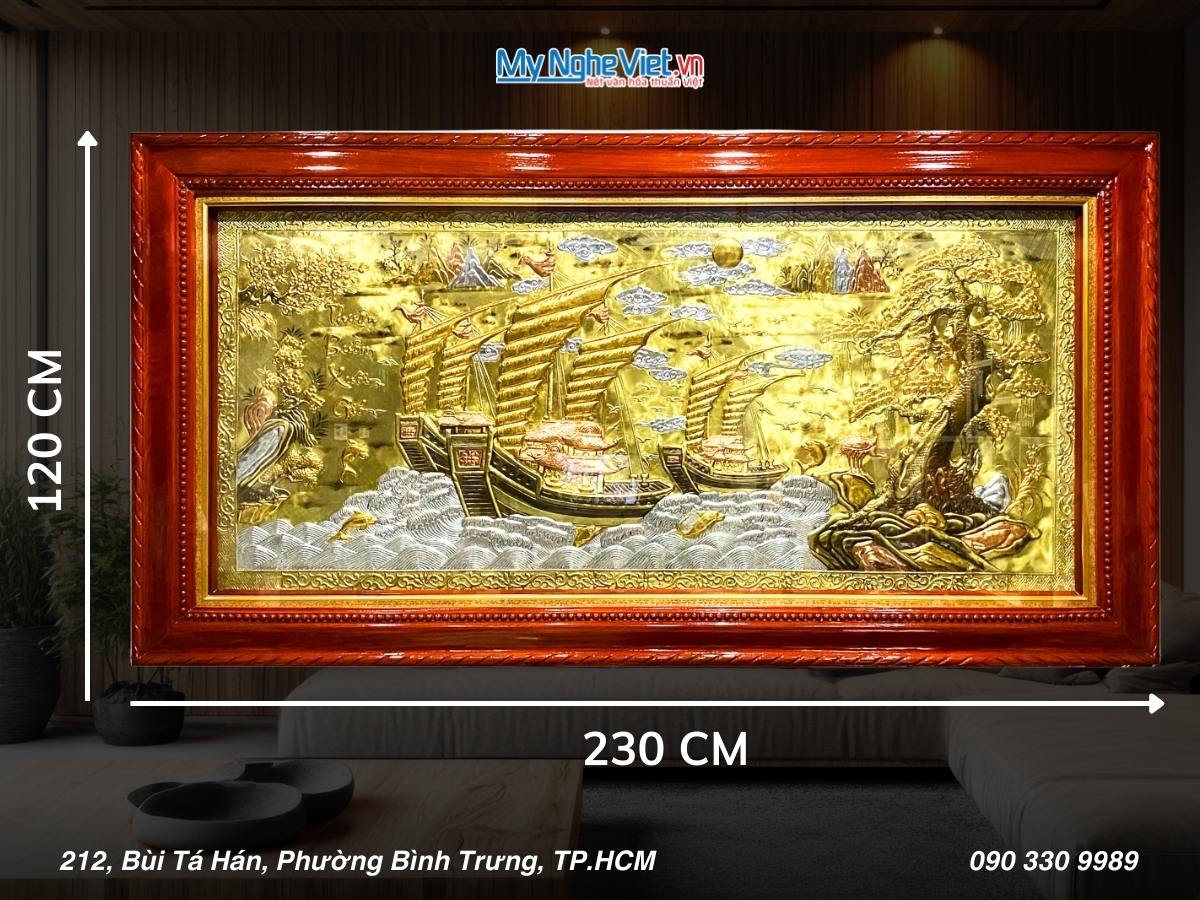 	Tranh đồng thuận buồm xuôi gió khung vặn 120x230 MNV-DD12239.1