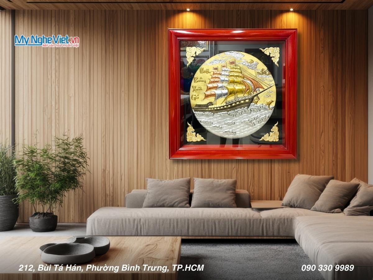 Tranh đồng Thuận Buồm Xuôi Gió 82x82 đồng hun giả cổ DD8282/5