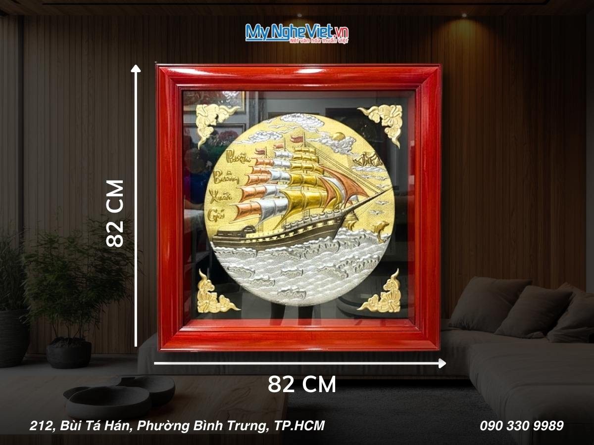 Tranh đồng Thuận Buồm Xuôi Gió 82x82 đồng hun giả cổ DD8282/5
