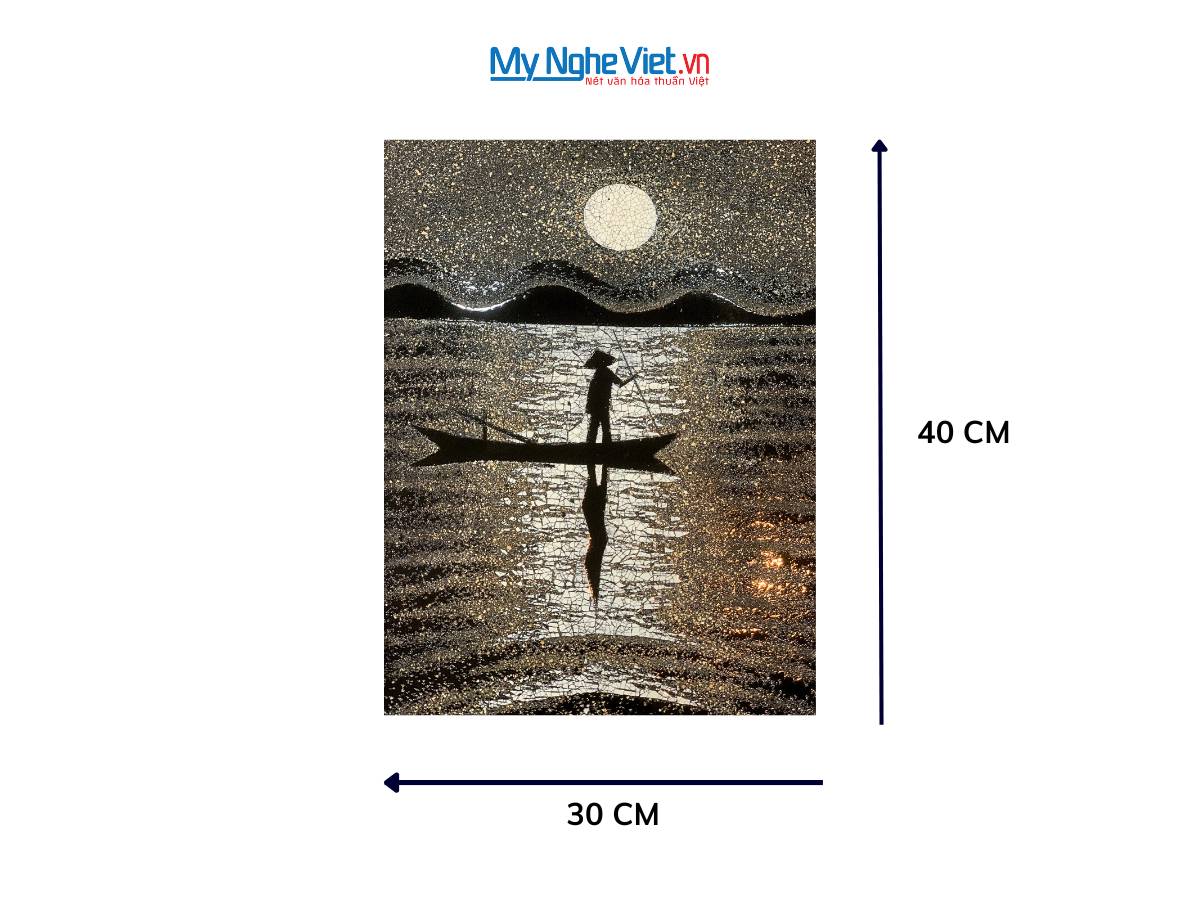 Tranh sơn mài đồng quê cẩn vỏ trứng TSM345.2