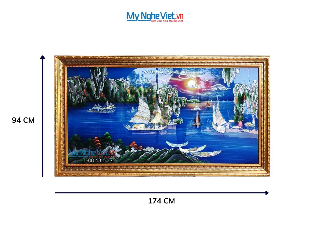 Tranh sơn mài Thuận Buồm Xuôi Gió cẩn ốc MNV-TSM9179-2