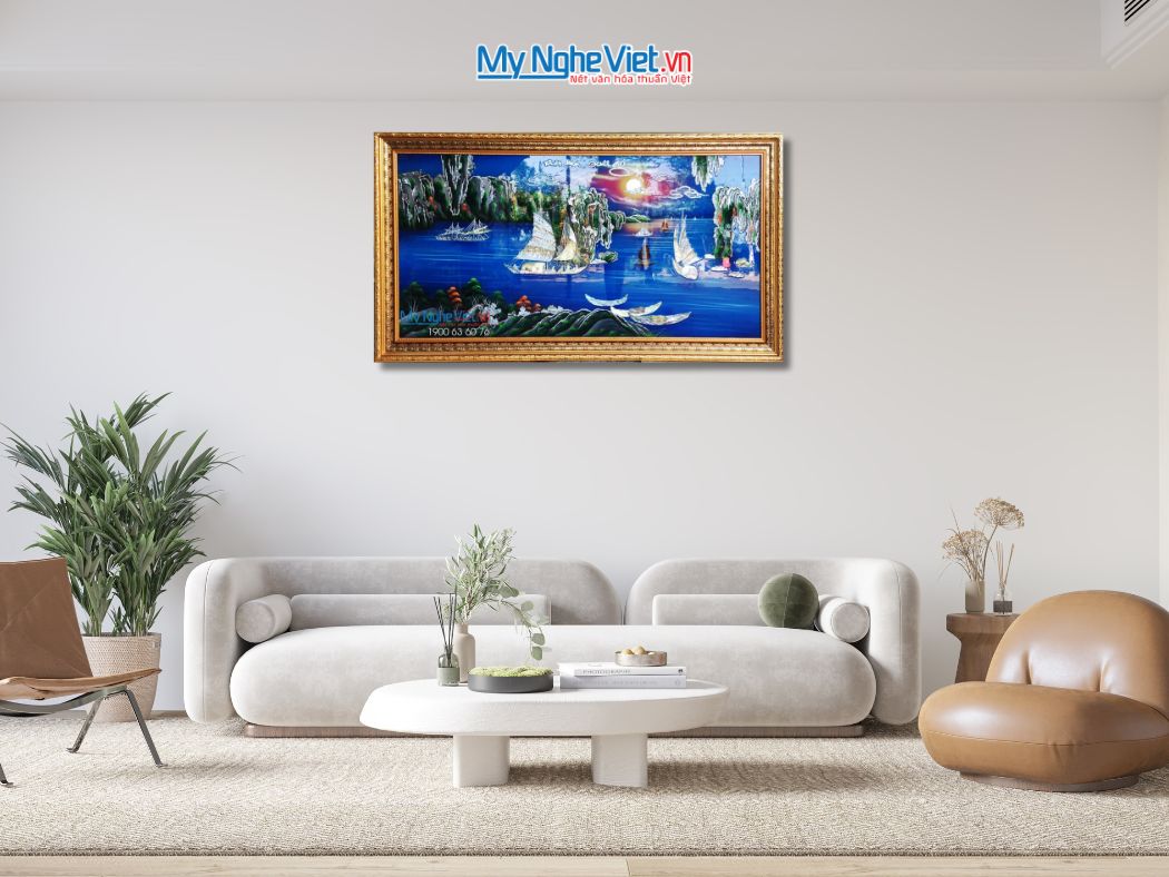 Tranh sơn mài Thuận Buồm Xuôi Gió cẩn ốc MNV-TSM9179-2