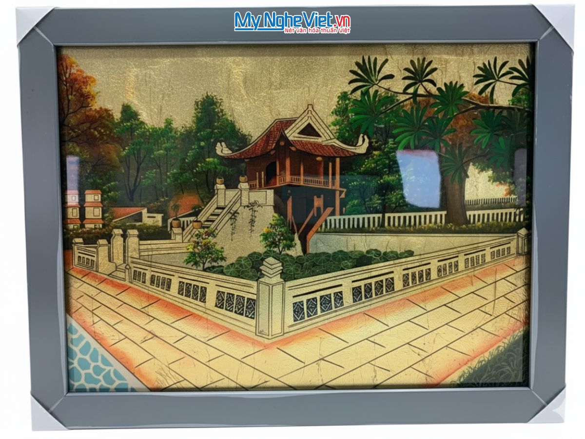 Tranh dát bạc vẽ Chùa Một Cột TSM3545-1.1