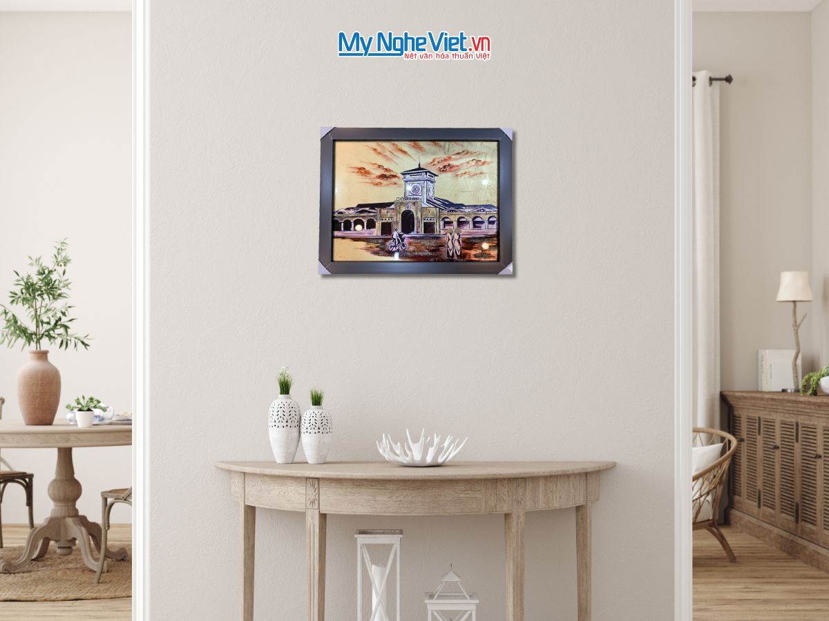 Tranh dát vàng vẽ chợ Bến Thành TSM3545-1.5