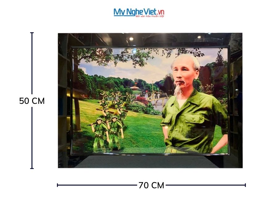 Tranh Sơn Mài Bác Hồ Hành Quân 50x70cm MNV-TSM4680