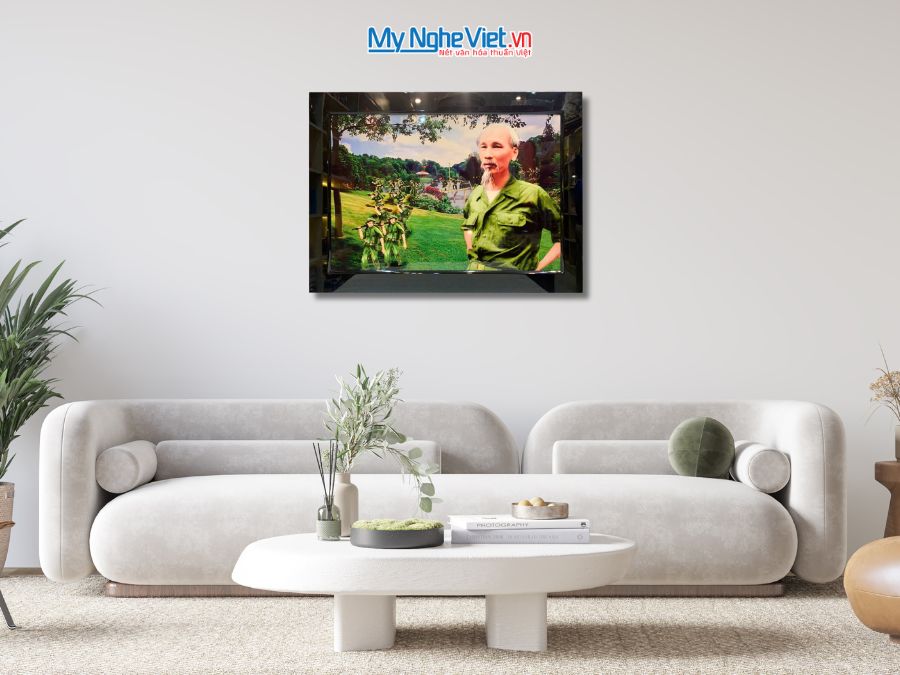 Tranh Sơn Mài Bác Hồ Hành Quân 50x70cm MNV-TSM4680