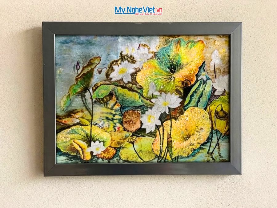 Tranh Sơn Mài Hoa Sen Dát Bạc 35x45cm TBL34/17K3-7