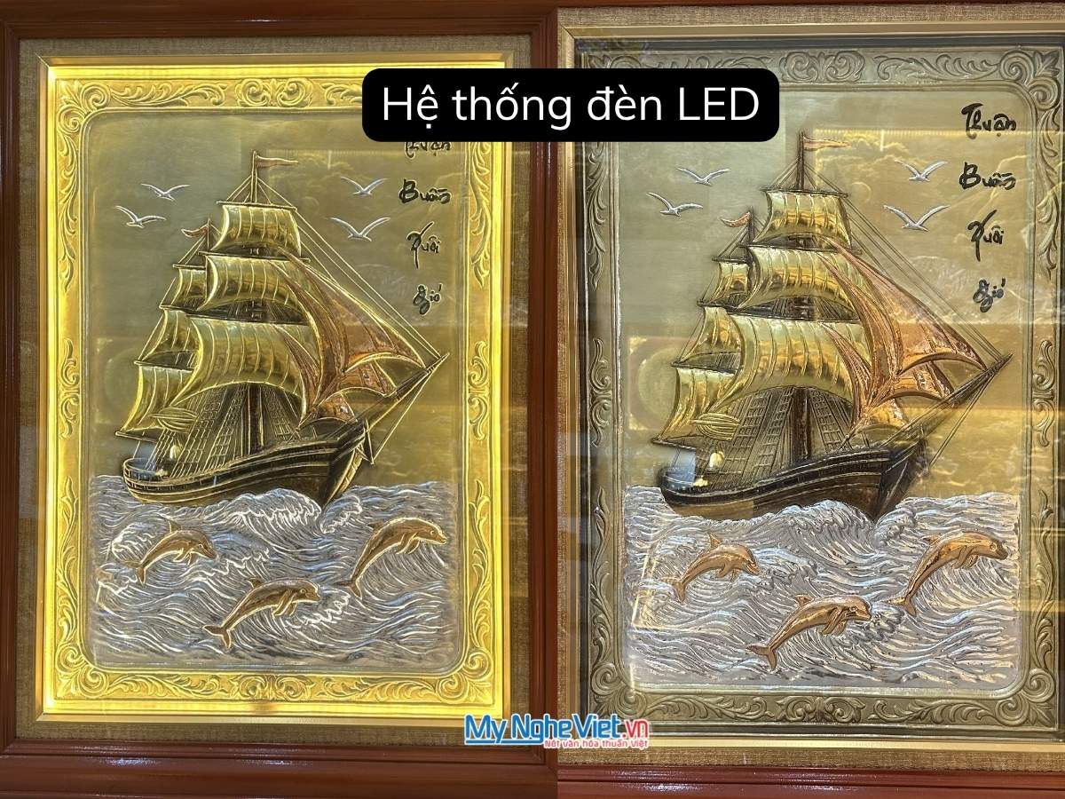 	Tranh đồng thuận buồm xuôi gió mạ vàng có đèn led 70x90 TD799