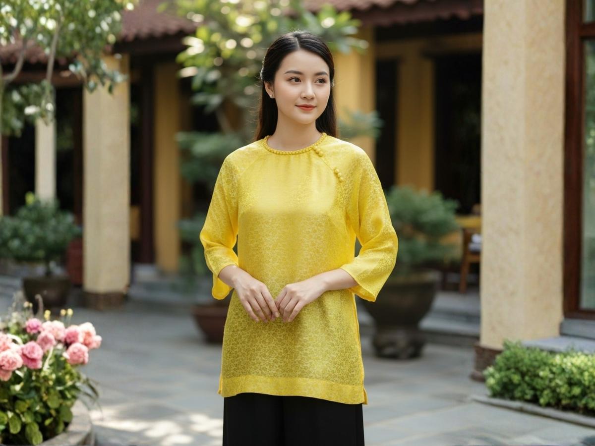 Áo Lụa Tơ Tằm Họa Tiết Mai Nhí ALMS1/2