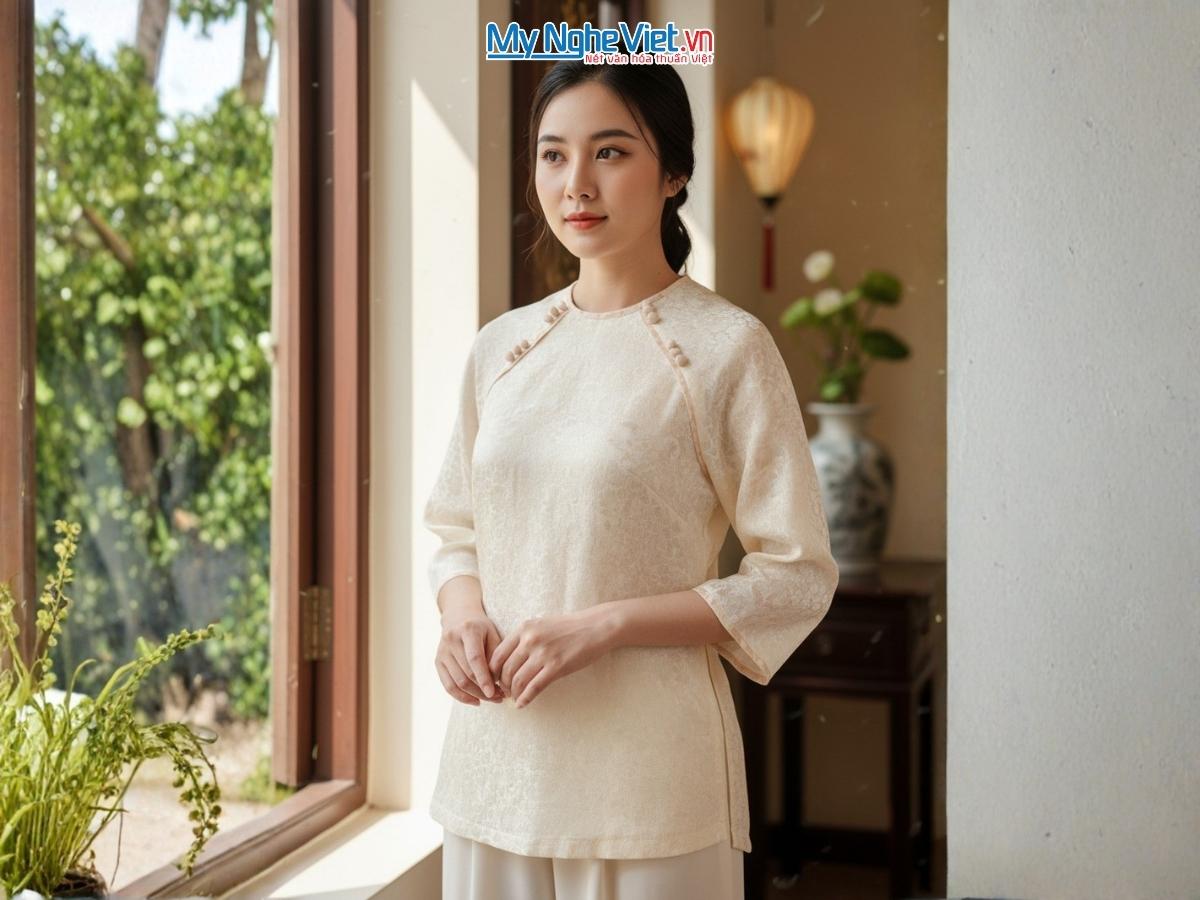 Áo Lụa Tơ Tằm Họa Tiết Hoa Cúc ALMS1/3