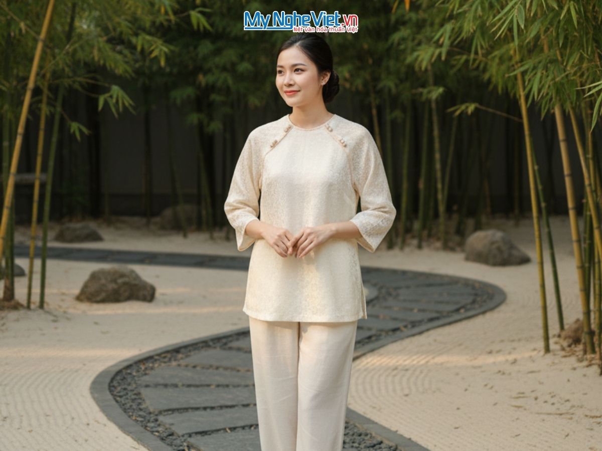 Áo Lụa Tơ Tằm Họa Tiết Hoa Cúc ALMS1/3