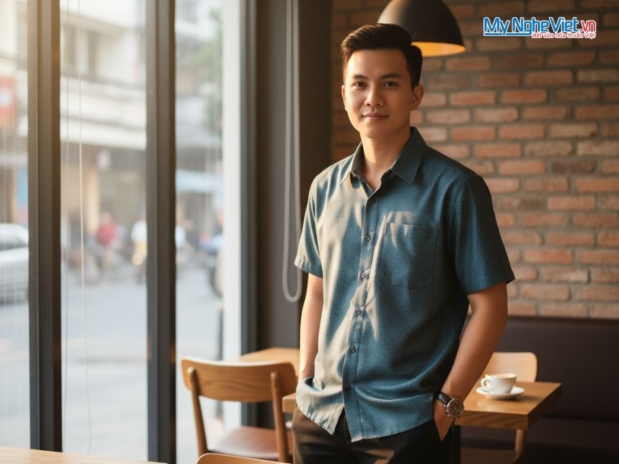 Áo Sơ Mi Nam Lụa Tơ Tằm Họa Tiết Chấm Bi LLS01-4