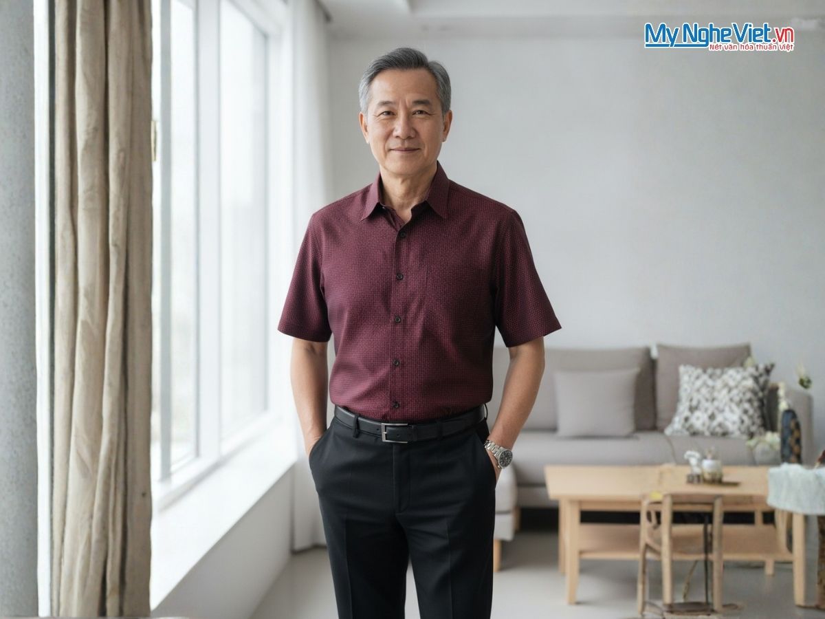 Áo Sơ Mi Nam Lụa Tơ Tằm Họa Tiết Chấm Bi LLS01-1