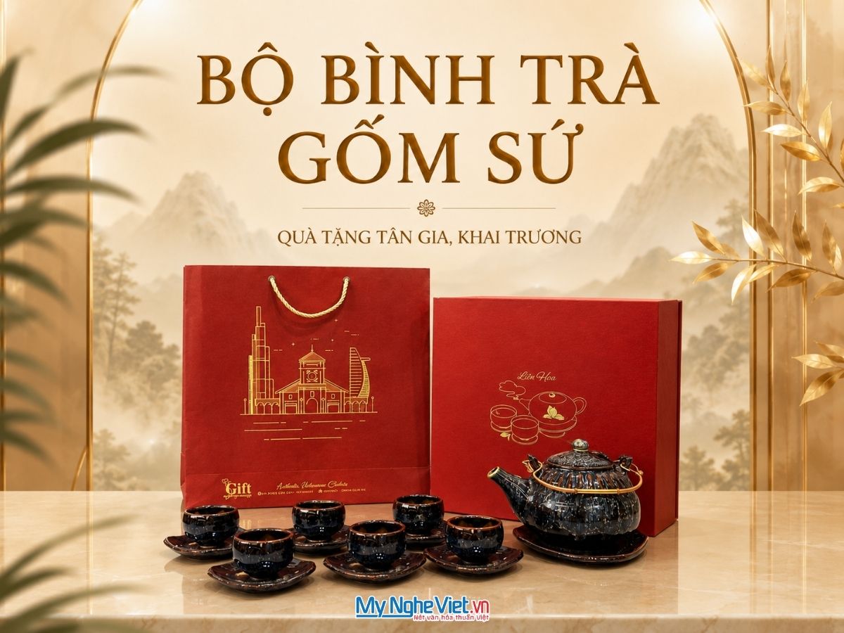 Banner quà tân gia bình trà Bát Tràng